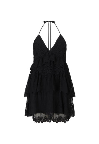 layered black ruffle trim